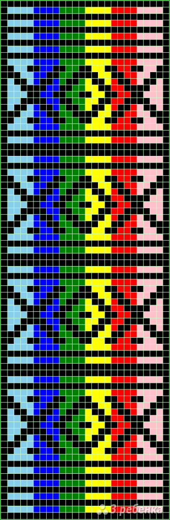 Схема фенечки прямым плетением 13036