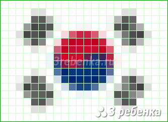 Схема фенечки прямым плетением Республика Корея