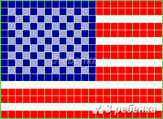 Схема фенечки прямым плетением Соединенные Штаты