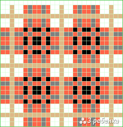 Схема фенечки прямым плетением 20029