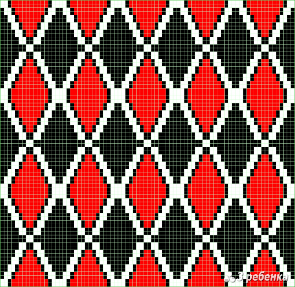 Схема фенечки прямым плетением 23406