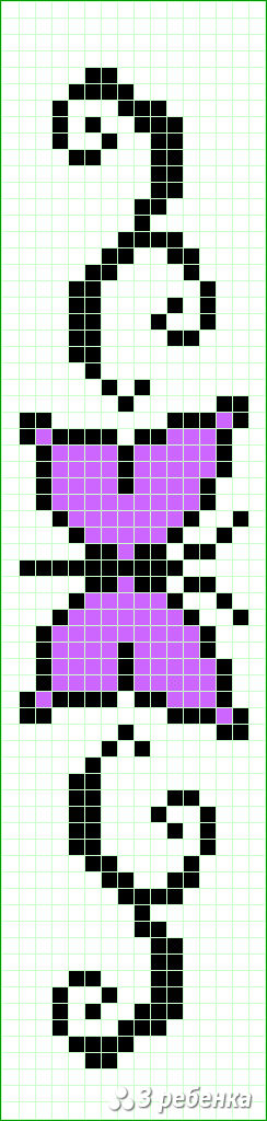 Схема фенечки прямым плетением 30457