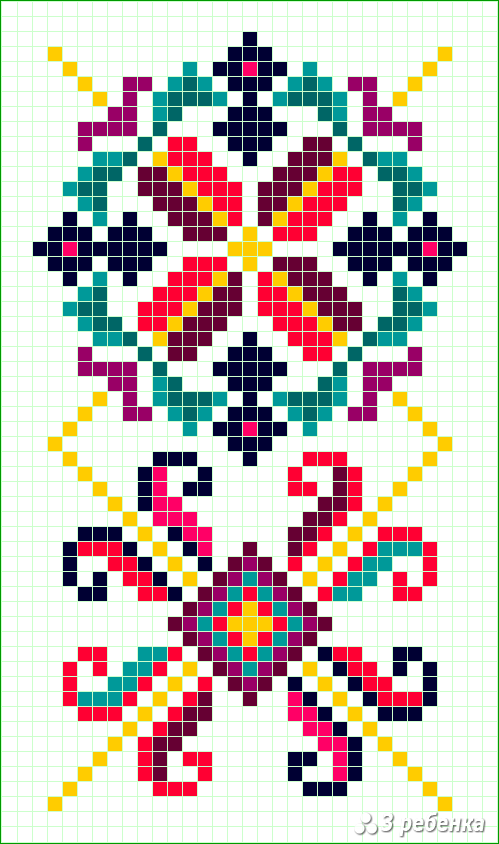 Схема фенечки прямым плетением 32774