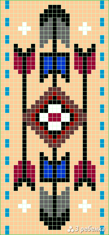 Схема фенечки прямым плетением 34155